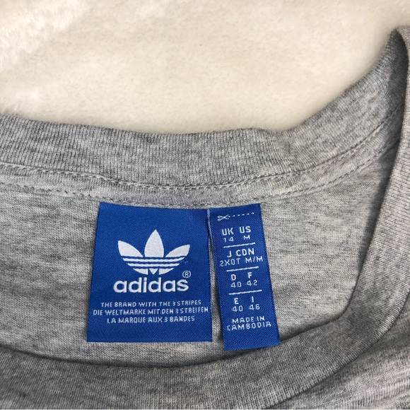 Adidas Grey Striped Cropped T-shirt Size Medium - Picture 6 of 7